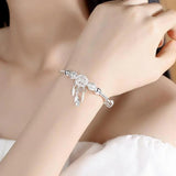 Bracelet attrape-rêves ajustable en or blanc