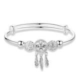 Bracelet attrape-rêves ajustable en or blanc