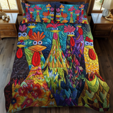 Ensemble de lit matelassé 3 pièces - Poules Fantaisie