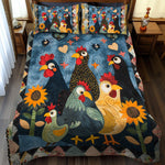 Ensemble de lit matelassé 3 pièces - Poules