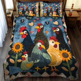 Ensemble de lit matelassé 3 pièces - Poules