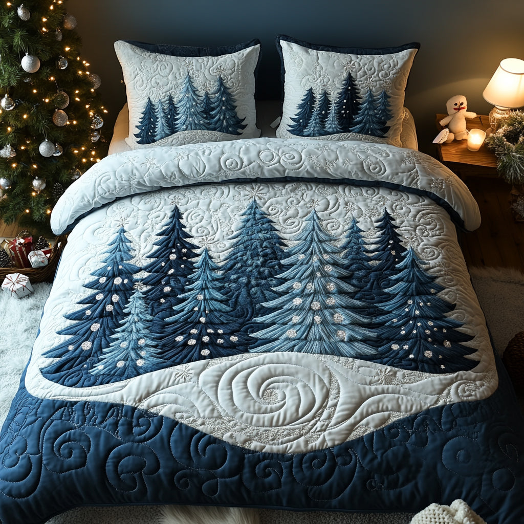 Ensemble de lit matelassé 3 pièces - Forêt d'Hiver