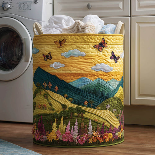 Panier à linge matelassé Prairie Fleurie