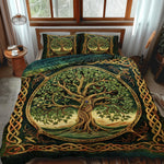 Ensemble de lit matelassé 3 pièces - Arbre de Vie Celtique Majestueux