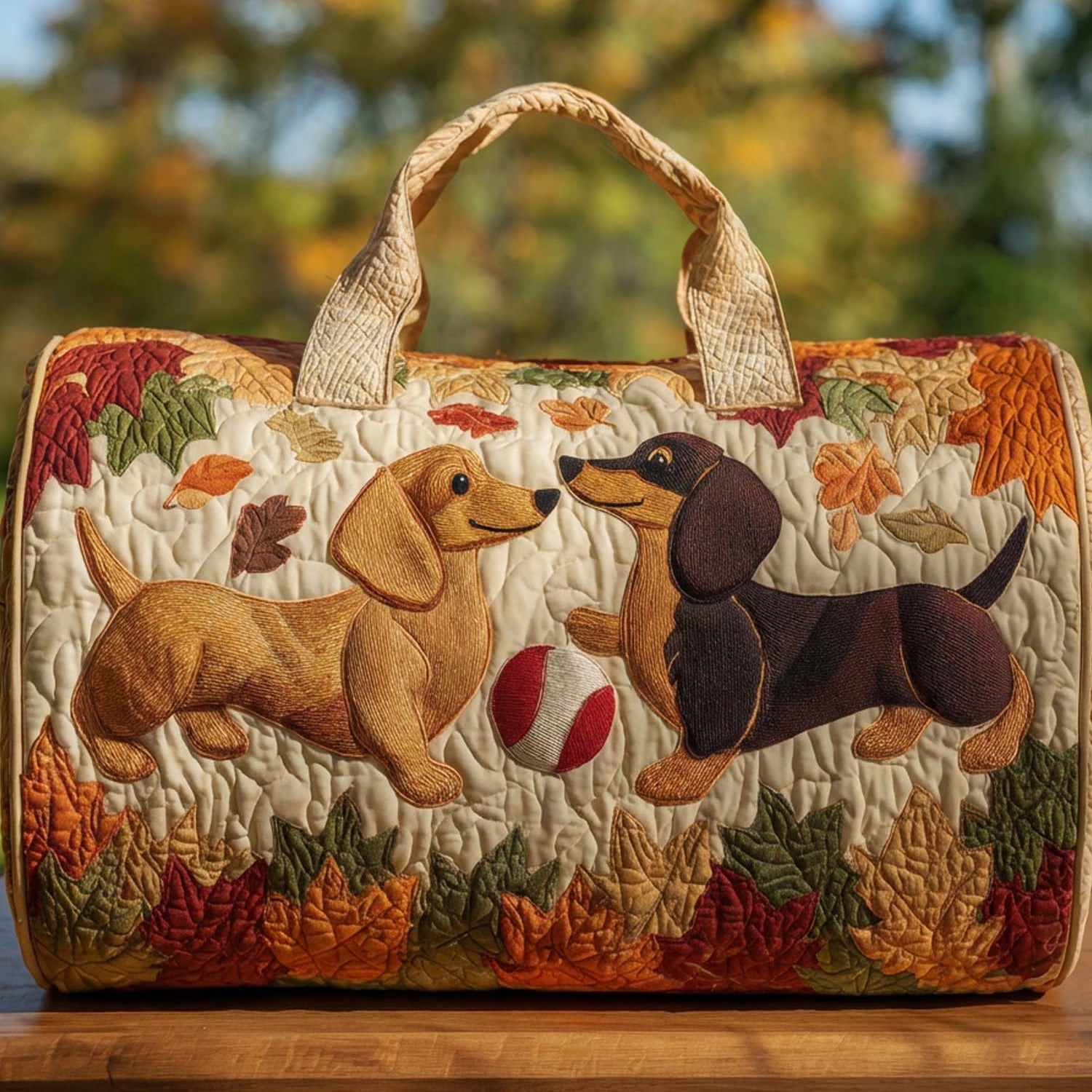 Sac de voyage matelassé Teckel d'Automne