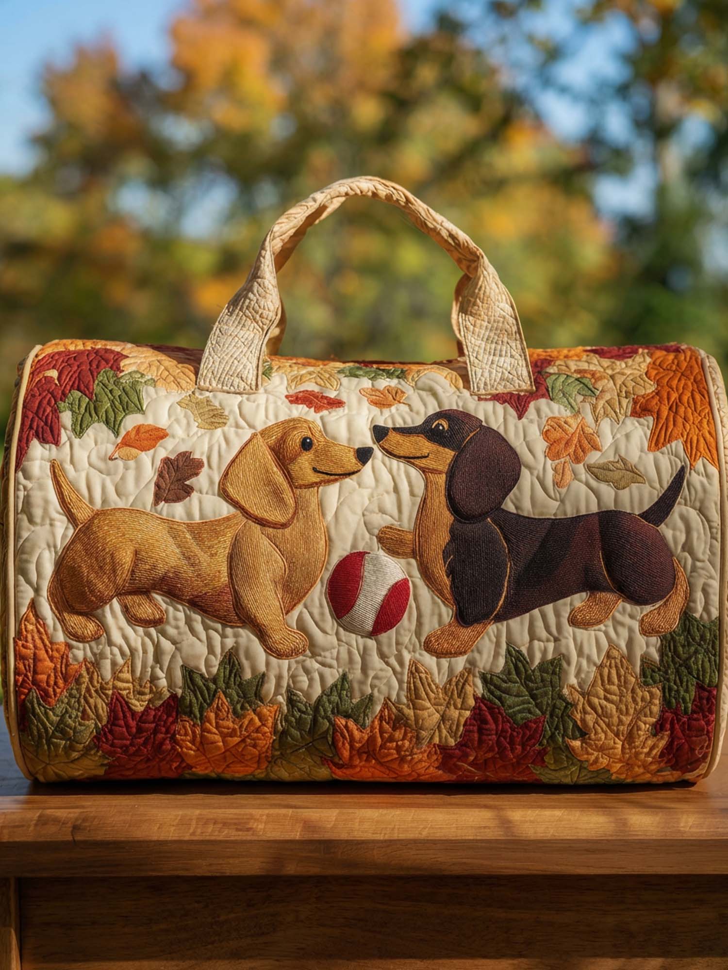 Sac de voyage matelassé Teckel d'Automne