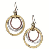 Boucles d'oreilles anneaux en trois tons