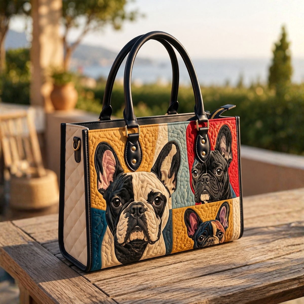 Sac à main - Bulldog Français Patchwork