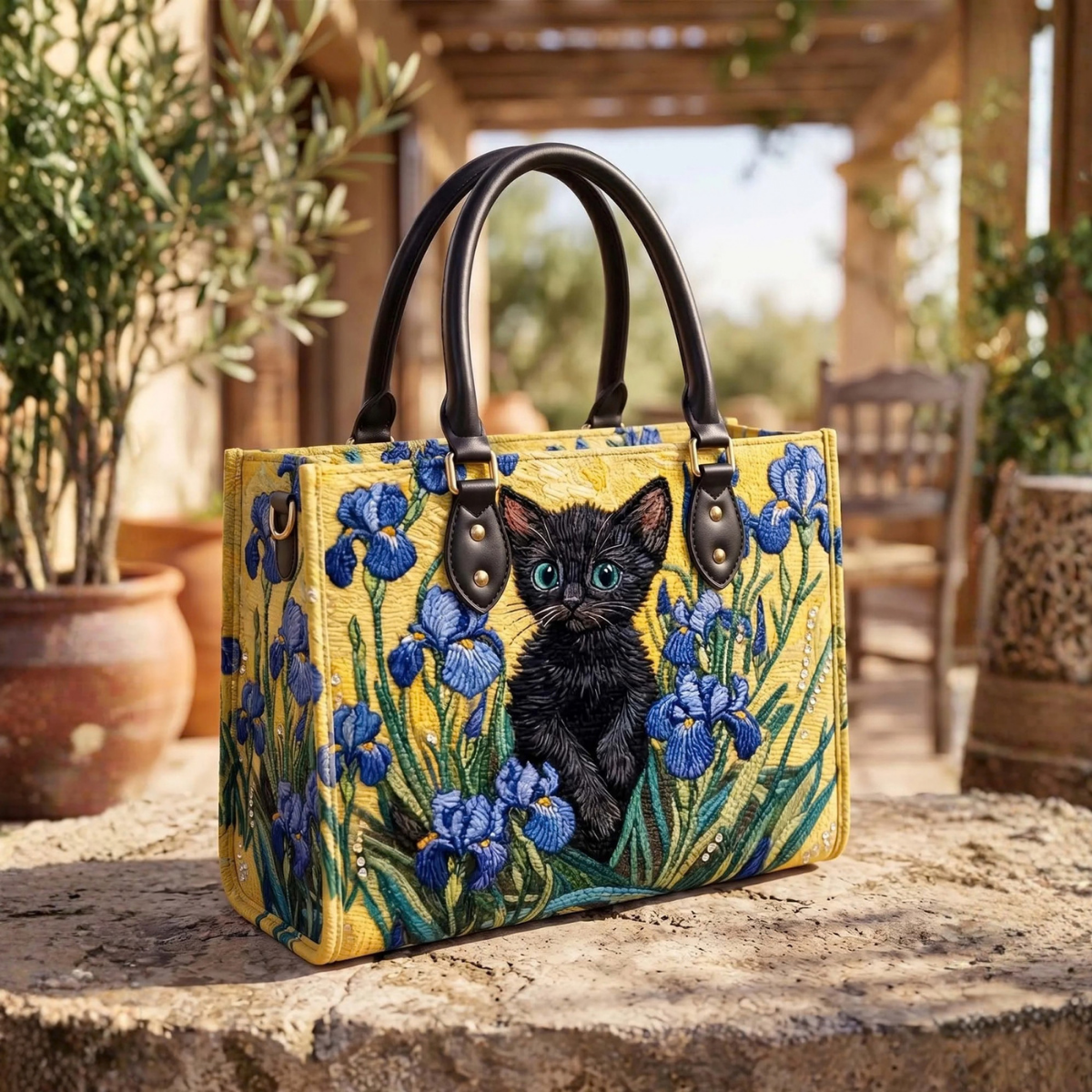 Sac à main - Iris & chat noir