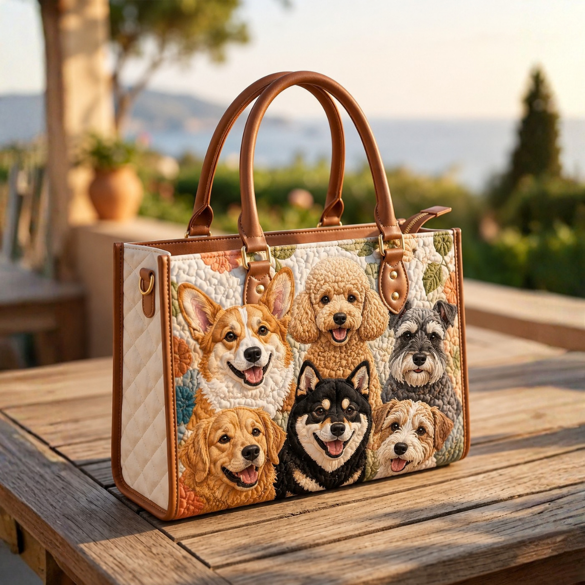 Sac à main - Portrait de famille de chiots