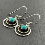 Pendantes pierre turquoise et anneaux