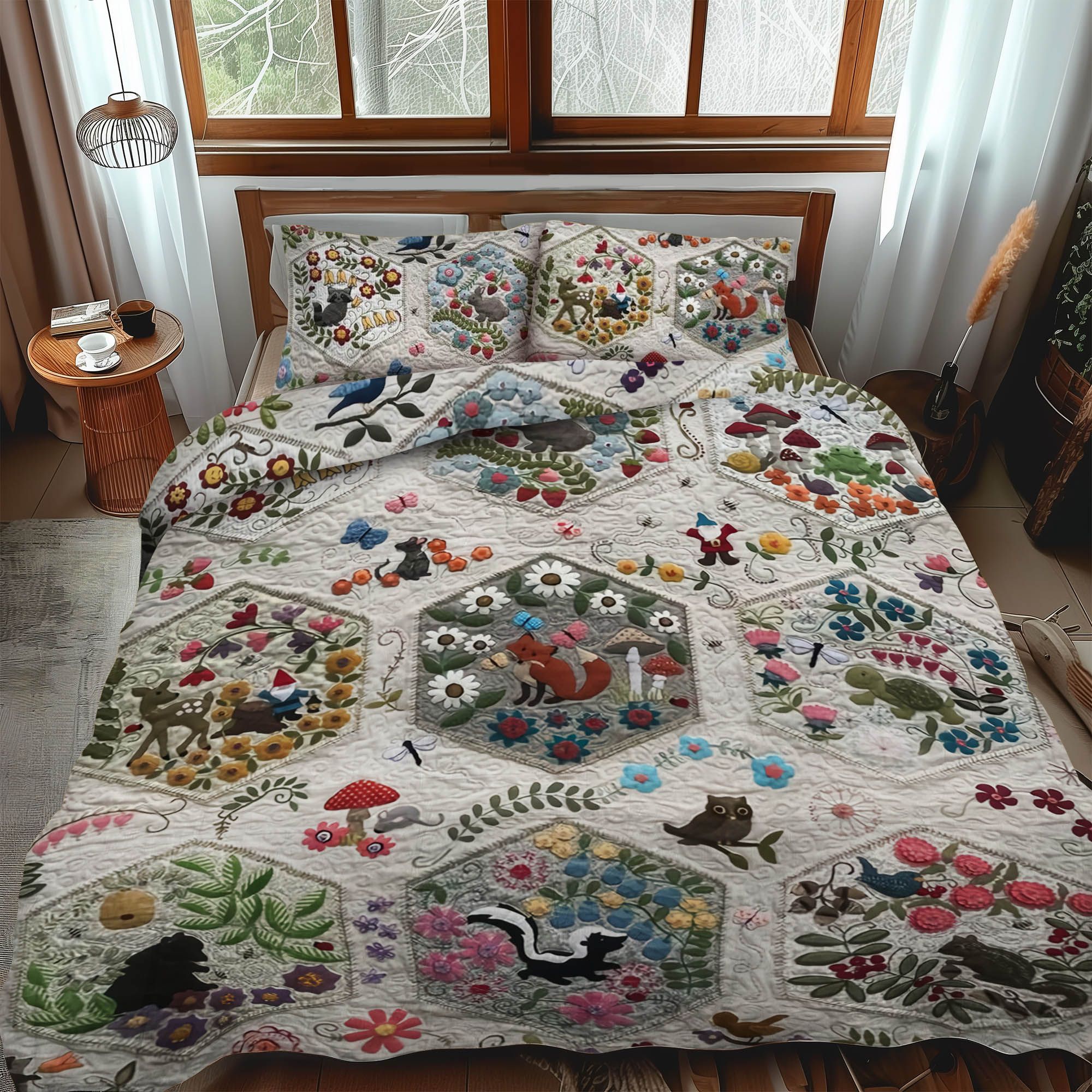 Ensemble de lit matelassé 3 pièces - Animaux des Bois